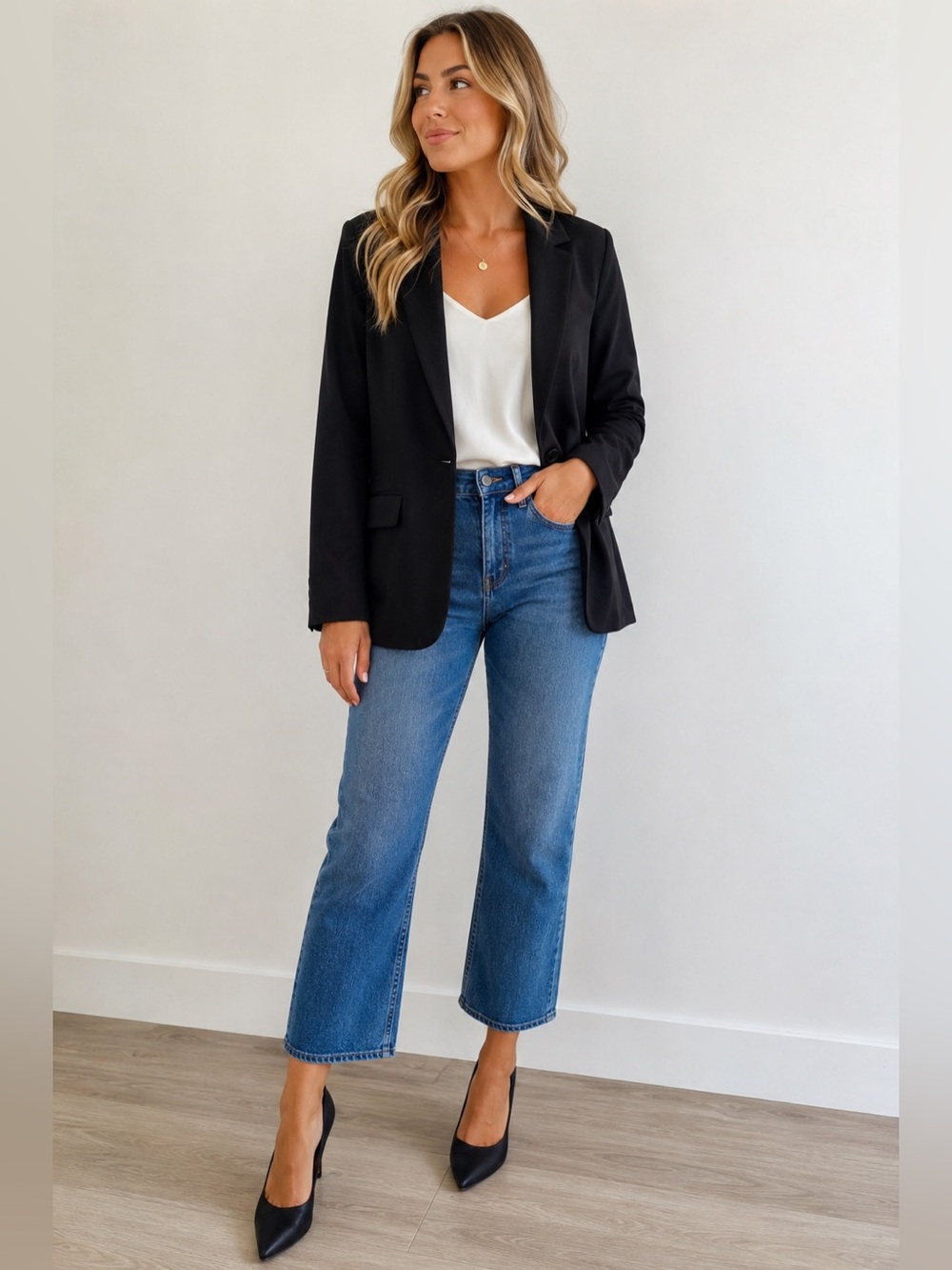 Madden NYC Women’s Black One Button Blazer Size Large